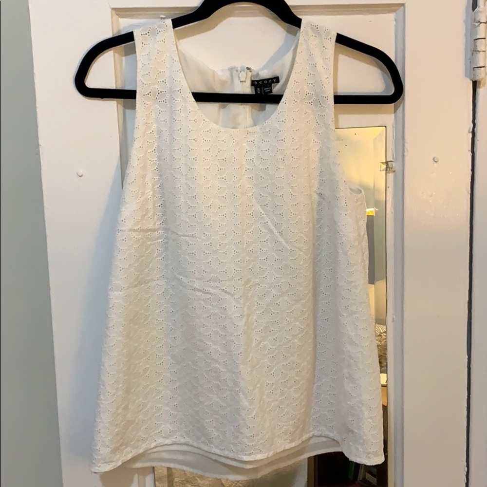Theory white eyelet sleeveless top